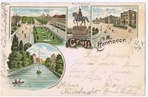 Litho,Gruß aus Hannover,gel.1897