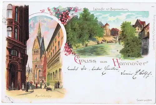 Litho,Gruß aus Hannover,gel.1898