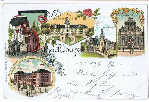 Litho,Gruß aus Bückeburg,gel.1897