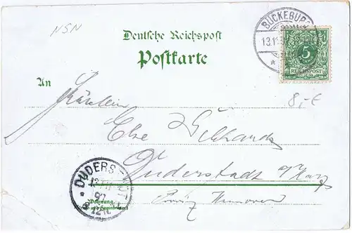 Litho,Gruß aus Bückeburg,gel.1897