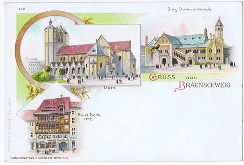 Litho,Gruß aus Braunschweig,ungel.um 1900 