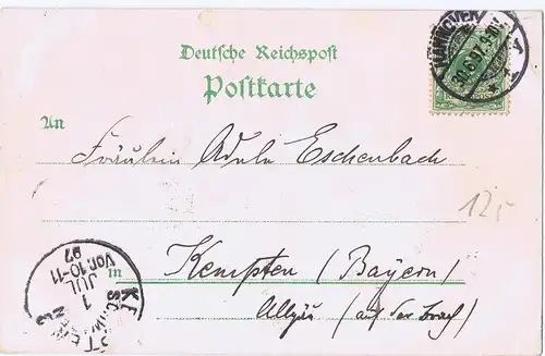 Litho,Gruß aus Hannover,gel.1897