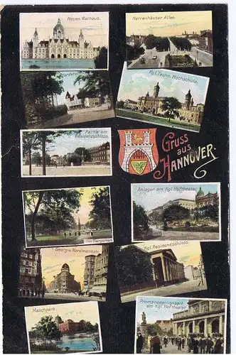 Litho,Gruß aus Hannover,gel.Bahnpost 1910 