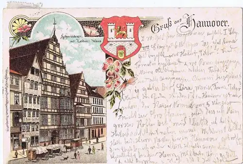 Litho,Gruß aus Hannover,gel.1903 