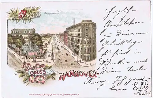 Litho,Gruß aus Hannover,gel.im Brief um 1900