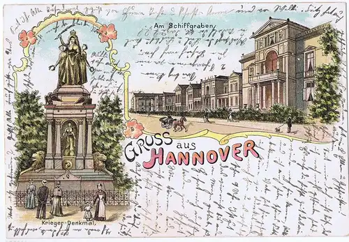 Litho,Gruß aus Hannover,gel.um 1900