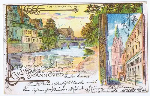 Litho,Gruß aus Hannover,gel.1900 