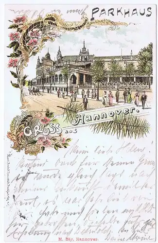 Litho,Gruß aus Hannover,gel.Bahnpost 1898 