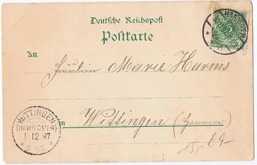 Litho,Gruß aus Hannover,gel.1897