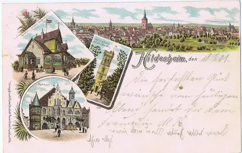 Litho,Gruß aus Hildesheim,gel.1901