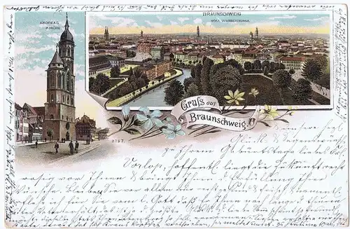 Litho,Gruß aus Braunschweig,gel.1897