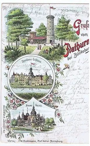 Litho,Gruß aus Bückeburg.gel.Bahnpost 1899