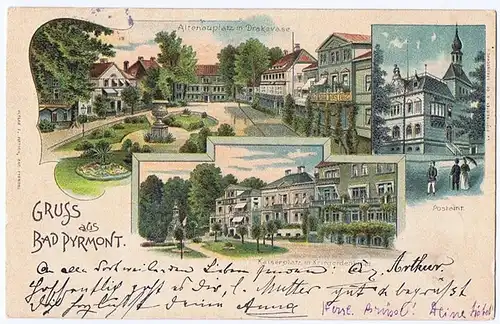 Litho,Gruß aus Bad Pyrmont 1906 