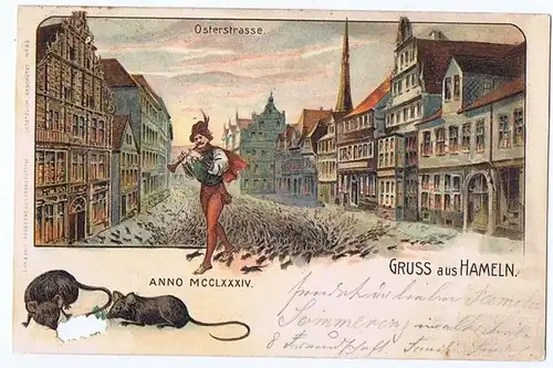 Litho,Gruß aus Hameln 1901