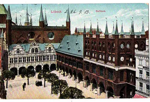 Alte Karte Litho Lübeck gel.1919