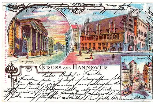 Litho Gruß aus Hannover gel.1901