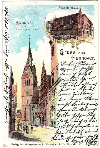 Litho Gruß aus Hannover gel.1900