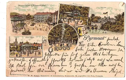 Litho Gruß aus Pyrmont gel.1898