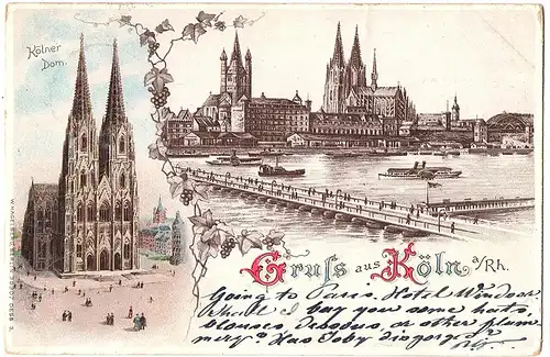 Litho Gruß aus Köln gel.1900