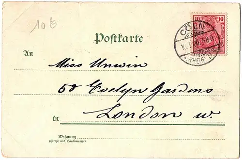 Litho Gruß aus Köln gel.1900