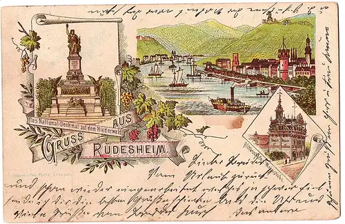 Litho Gruß aus Rüdesheim gel. 1906