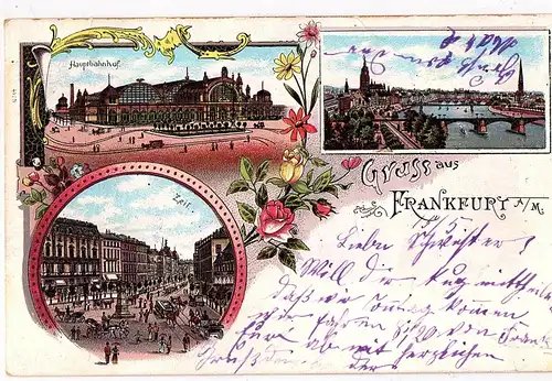 Litho Gruß aus Frankfurt gel.1901