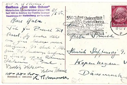 alte AK Heidelberg gel. 1936