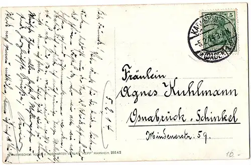 alte AK Karlsruhe gel. 1914