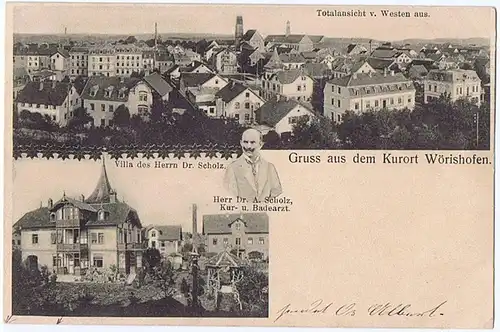 Litho,Gruß aus Wörishofen,ungel.um 1900