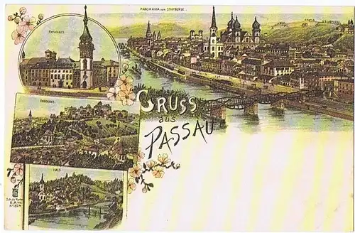 Litho,Gruß aus Passau,ungel.um 1910