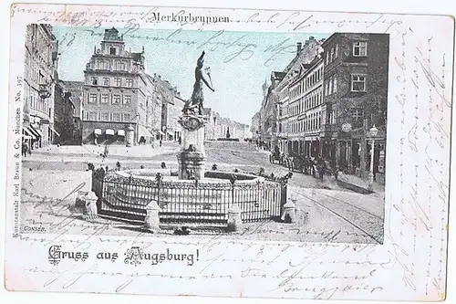 Litho,Gruß aus Augsburg,gel. 1898 