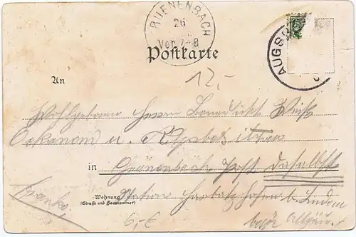 Litho,Gruß aus Augsburg,gel.um 1900 Marke ab
