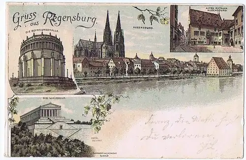 Litho,Gruß aus Regensburg,gel. 1906