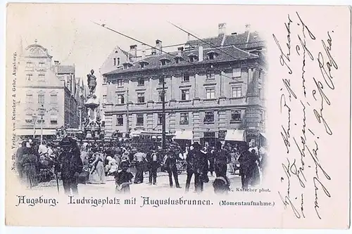 Litho Gruß aus Augsburg gel.1899