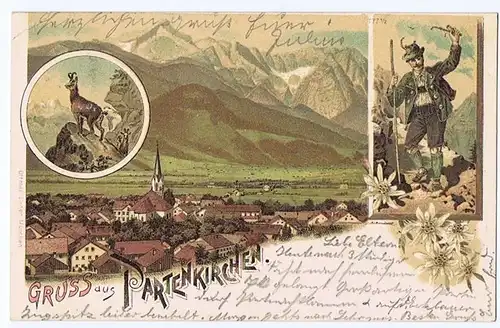 Litho,Gruß aus Partenkirchen,gel.um 1900