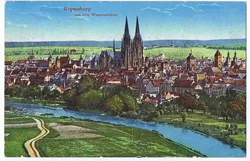 Litho,Gruß aus Regensburg,gel.um 1915