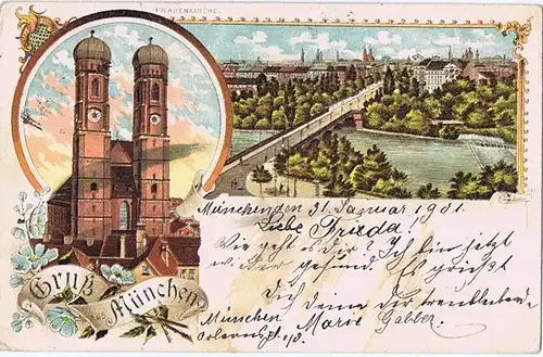 Litho,Gruß aus München gel.1901