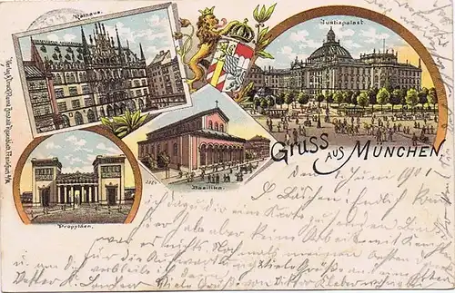 Litho,Gruß aus München,gel. 1901