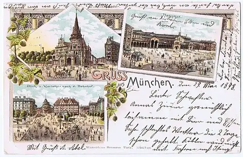 Litho,Gruß aus München,gel. 1898