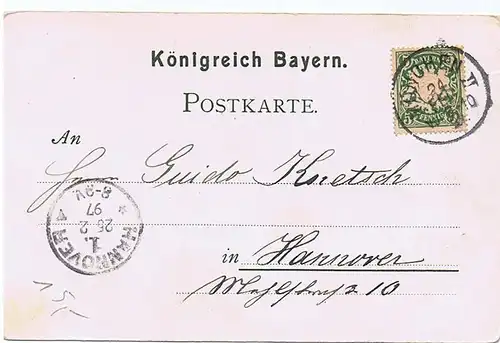 Litho,Gruß aus München,gel. 1897