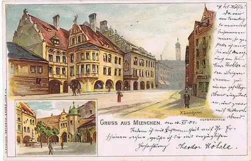 Litho,Gruß aus München,gel. 1901