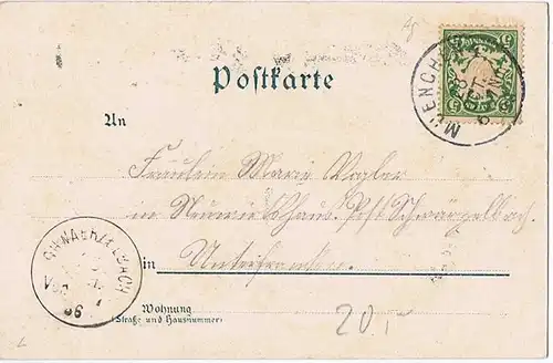 Litho,Gruß aus München,gel. 1898 