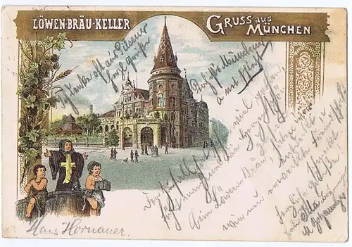 Litho,Gruß aus München,gel. 1895