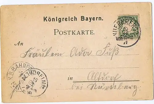 Litho,Gruß aus Nürnberg,gel.Bahnpost 1897