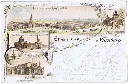 Litho,Gruß aus Nürnberg,gel. 1896