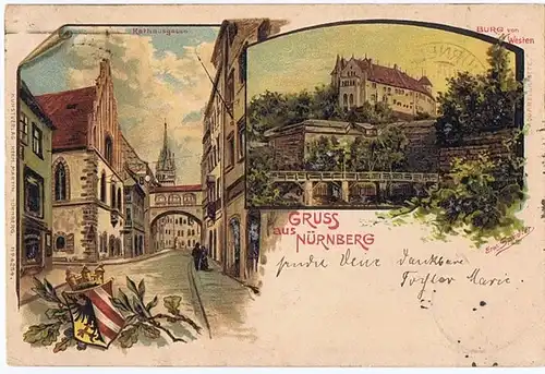 Litho,Gruß aus Nürnberg,gel. 1907