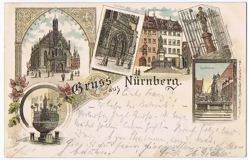 Litho,Gruß aus Nürnberg,gel. 1896