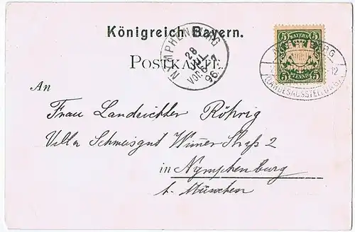 Litho,Gruß aus Nürnberg,gel. 1896 Bahnpost