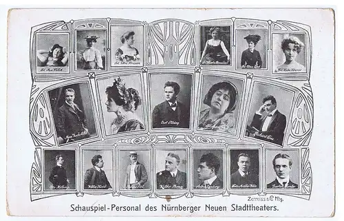 Litho Nürnberg,Schauspieler Stadttheater ungel.um 1900