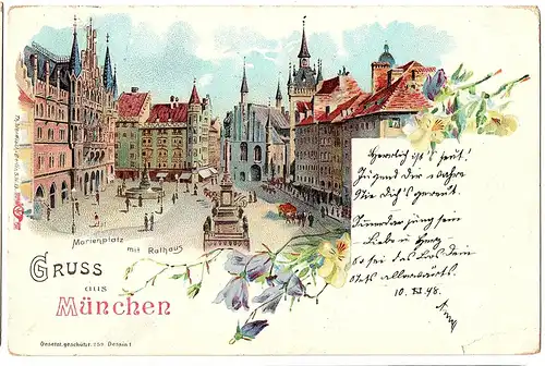 Litho AK Gruß aus München gel.1898